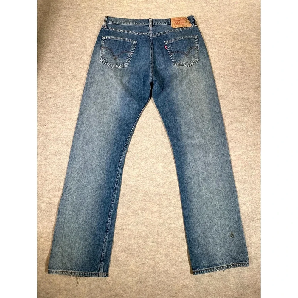 Levis 501 Original Fit Straight Jeans Mens‎ 36x34 Blue Denim Cotton Medium Wash